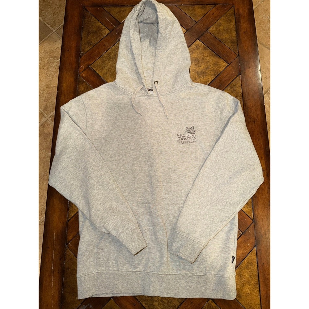 Vintage Y2K Vans Off The‎ Wall Pullover Gray Sz M Hoodie Skull